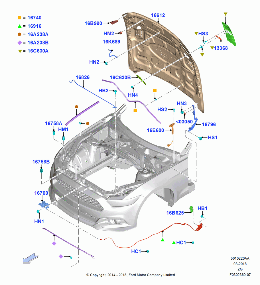 20AA - Hood and Related Parts, Mustang; 18/AUG/2014