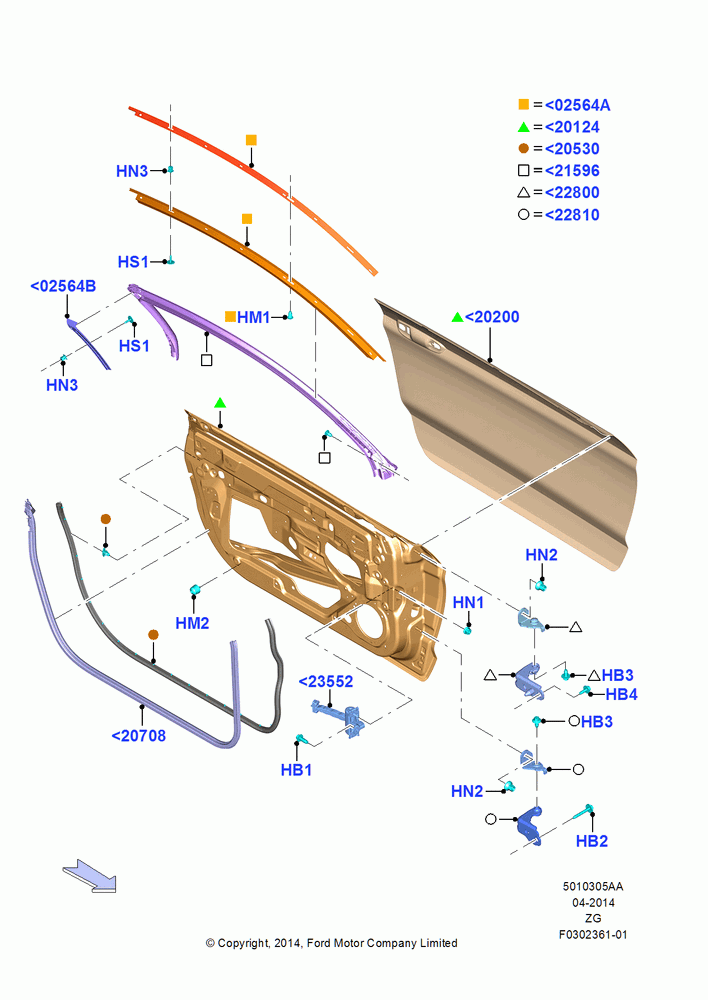 05AA - Front Doors, Hinges & Weatherstrips, Coupe; 18/AUG/2014