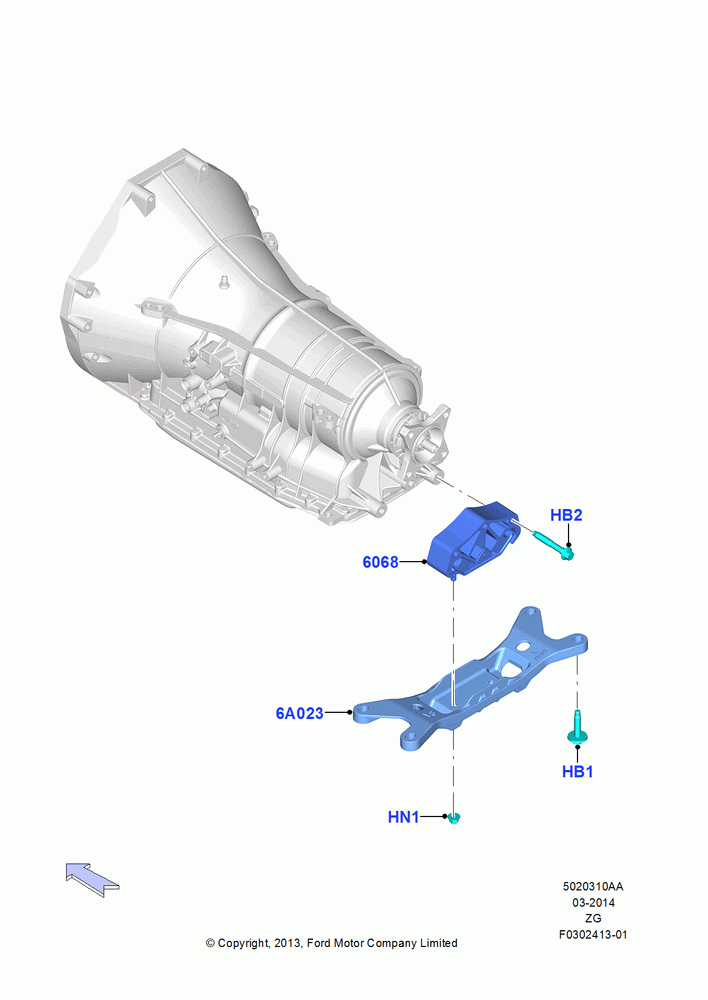 10AA - Transmission Mounting, MOD 5.0L-4V DOHC SEFI NA, North American Markets; 18/AUG/2014-02/OCT/2017