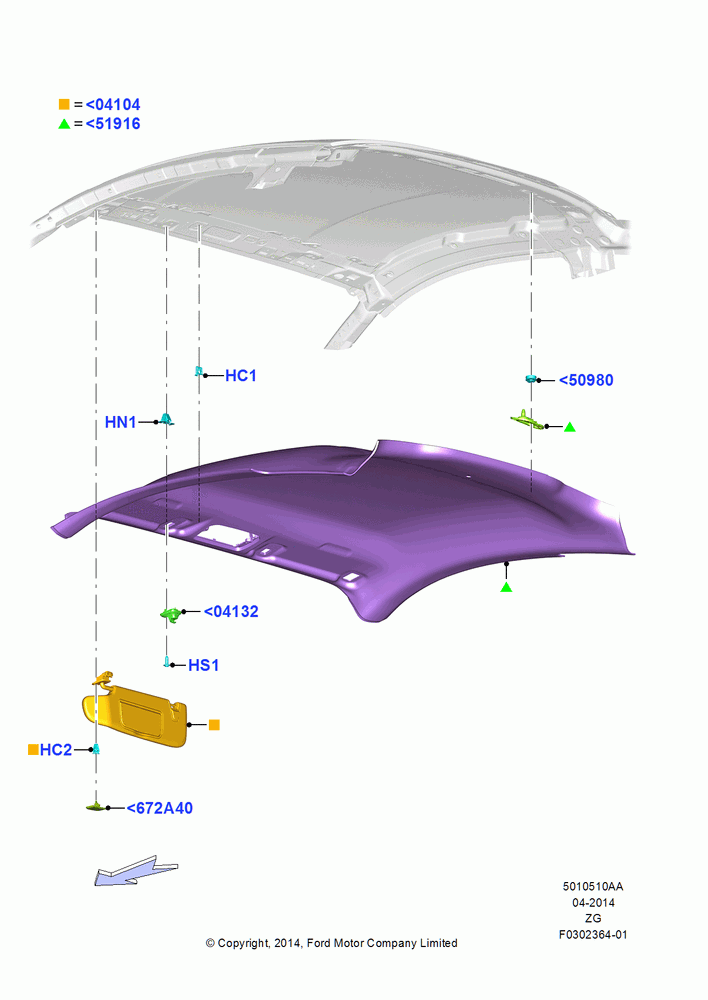 10AA - Headlining and Sun Visors, Coupe, North American Markets; 18/AUG/2014