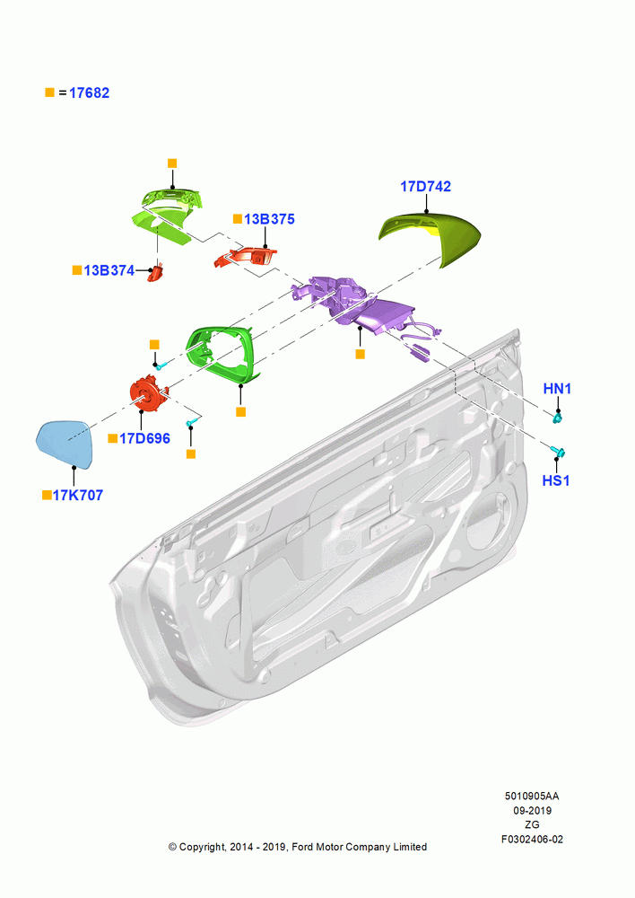 05AA - Exterior Rear View Mirror, Dual Power Heated Exterior Mirrors, Dual Power/Htd/Memory/Pud Lamp Mir, DUAL POWER MIRRORS, Dual Power/Man Fld/Trn Sgn/Intg Spt; 18/AUG/2014