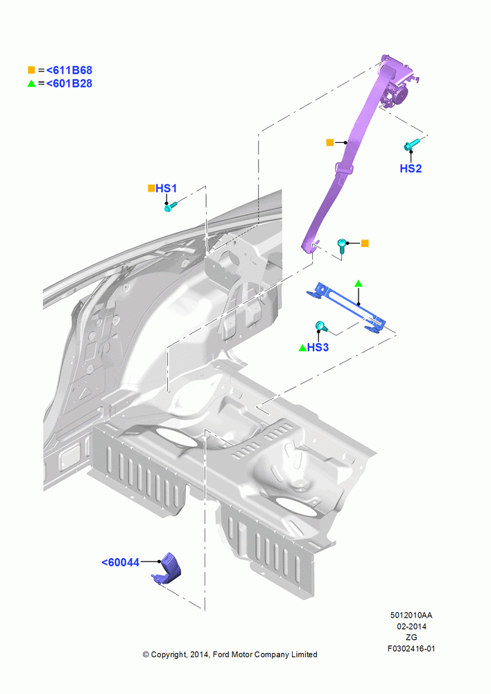 10AA - Rear Seat Belts, Coupe; 18/AUG/2014-02/OCT/2017