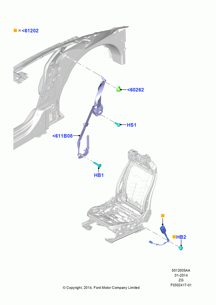 05AA - Front Seat Belts, Coupe; 18/AUG/2014-02/OCT/2017