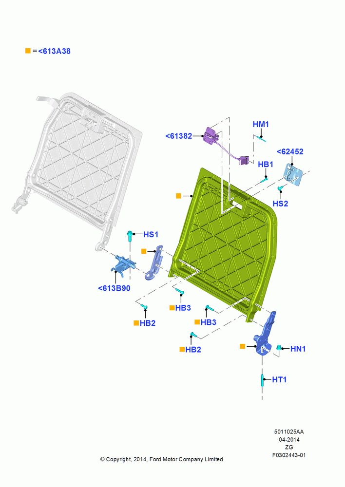 25AA - Rear Seat Back, Coupe, Less Special Equipment Package, With Conventional Rear Seat, North American Markets; 18/AUG/2014