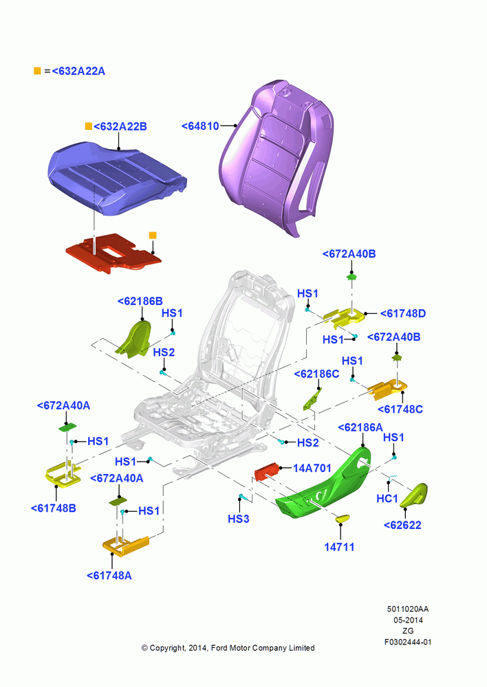 20AA - Front Seat Pads/Valances & Heating, Less Temp Control Driver Seat, Less Temp Control Passenger Seat, Sports Front Seat, North American Markets; 18/AUG/2014