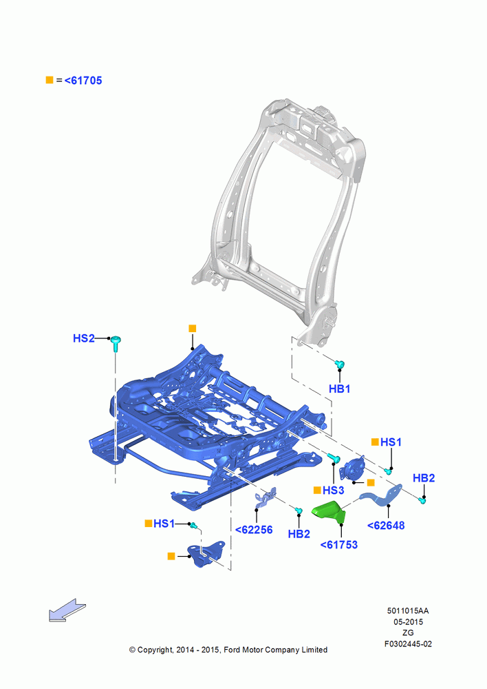 15AA - Front Seat Base, Sports Front Seat, With Driver 4 Way Mnl.Seat Adjuster, North American Markets; 18/AUG/2014
