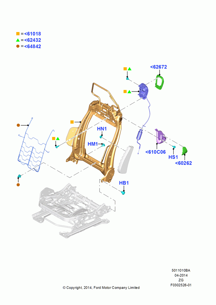 10BA - Front Seat Back, Base, GT, With Recaro Front Seat, North American Markets, GT Version - Feature Car; 18/AUG/2014