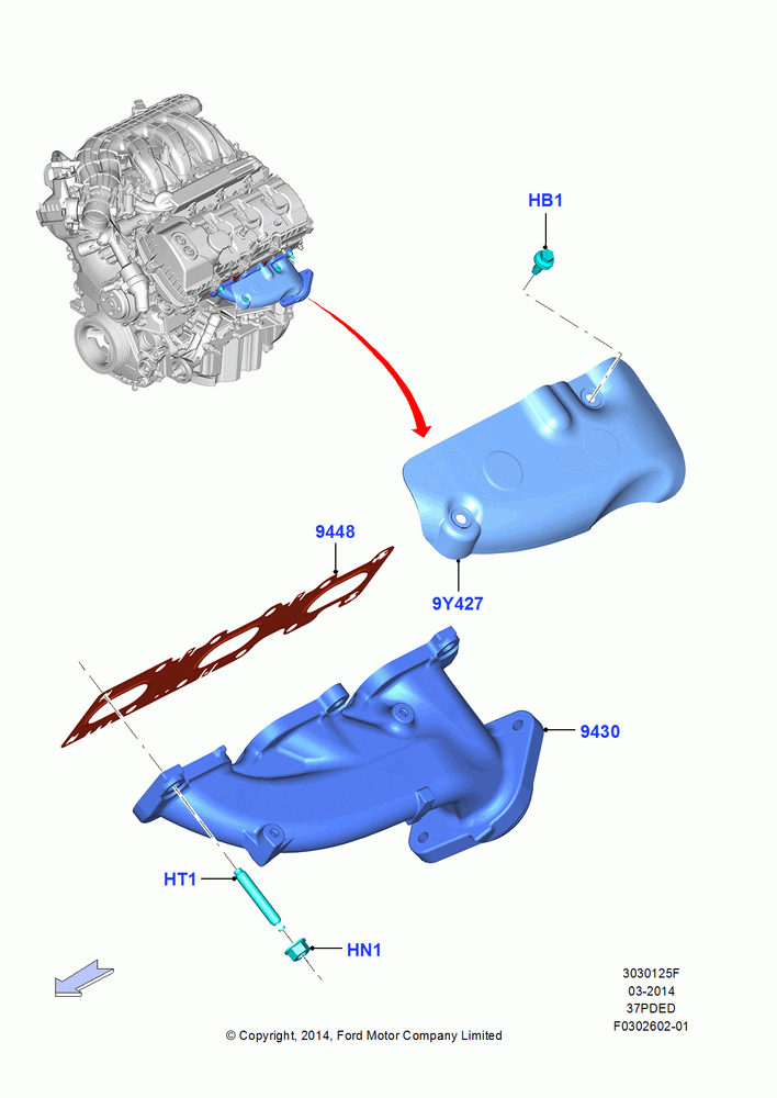 Exhaust Manifold, 3.7L 4V PFI V6 NA Gas
