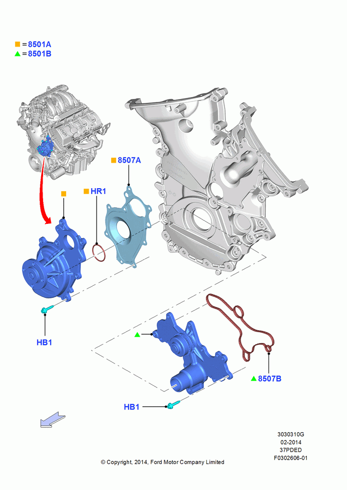 10G - Water Pump, 3.7L 4V PFI V6 NA Gas; 18/AUG/2014