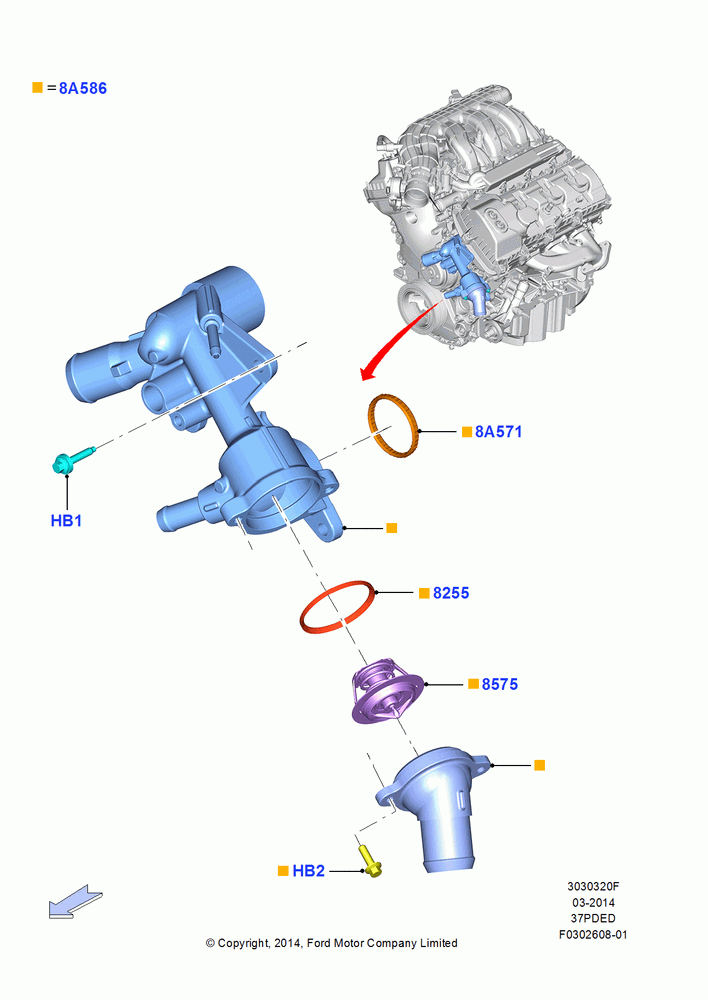 20F - Thermostat/Housing & Related Parts, 3.7L 4V PFI V6 NA Gas; 18/AUG/2014