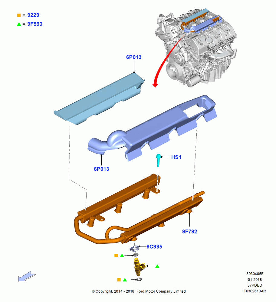 05F - Fuel Injectors and Pipes, 3.7L 4V PFI V6 NA Gas; 18/AUG/2014