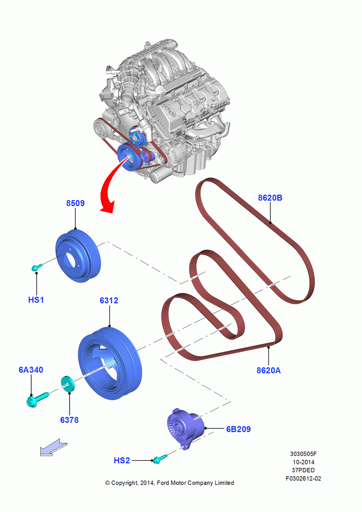 Pulleys and Drive Belts, 3.7L 4V PFI V6 NA Gas