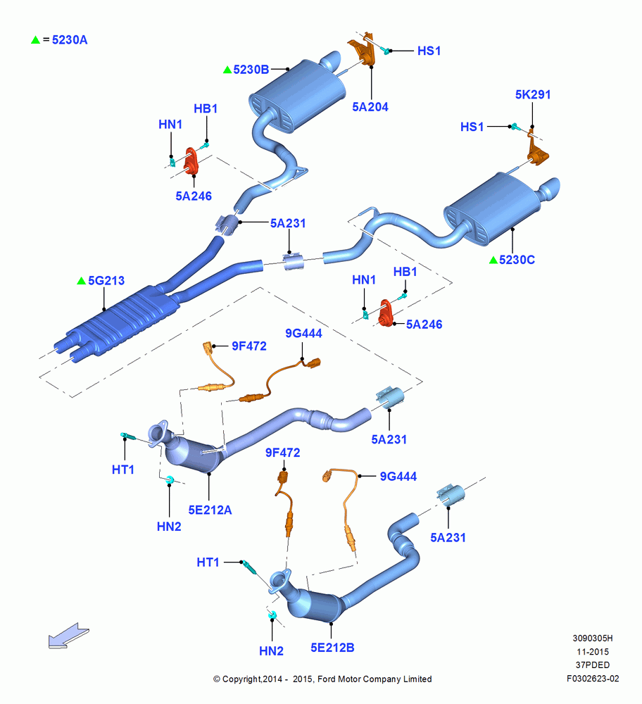 Exhaust System, 3.7L 4V PFI V6 NA Gas