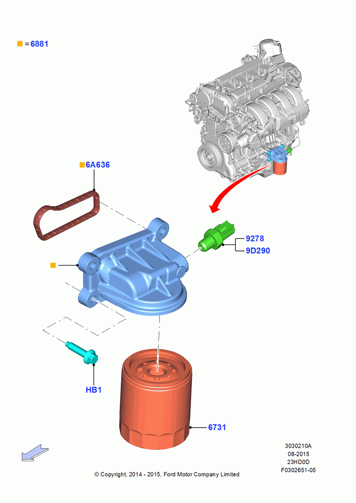 10A - Oil Cooler and Filter, 2.3L EcoBoost, 2.3L Ecoboost; 18/AUG/2014
