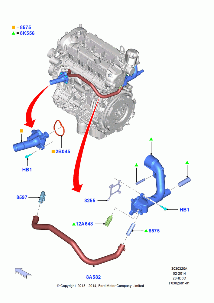 20A - Thermostat/Housing & Related Parts, 2.3L EcoBoost, 2.3L Ecoboost; 18/AUG/2014