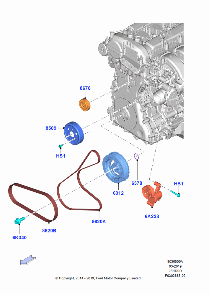 Pulleys and Drive Belts, 2.3L EcoBoost, 2.3L Ecoboost