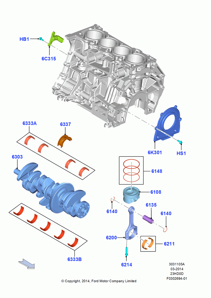 05A - Crankshaft/Pistons and Bearings, 2.3L EcoBoost, 2.3L Ecoboost; 18/AUG/2014