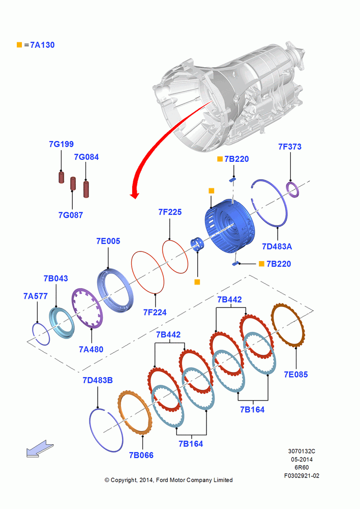 32C - Intermediate Clutch and Components, 3.7L 4V PFI V6 NA Gas, 6 Speed Automatic Trans (6R80), 2.3L EcoBoost; 18/AUG/2014-05/SEP/2017
