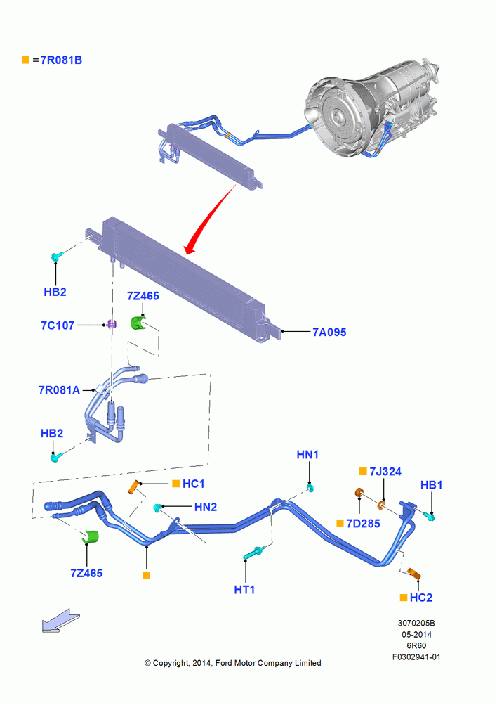05B - Transmission Cooling Systems, 6 Speed Automatic Trans (6R80), 2.3L EcoBoost; 18/AUG/2014-02/OCT/2017