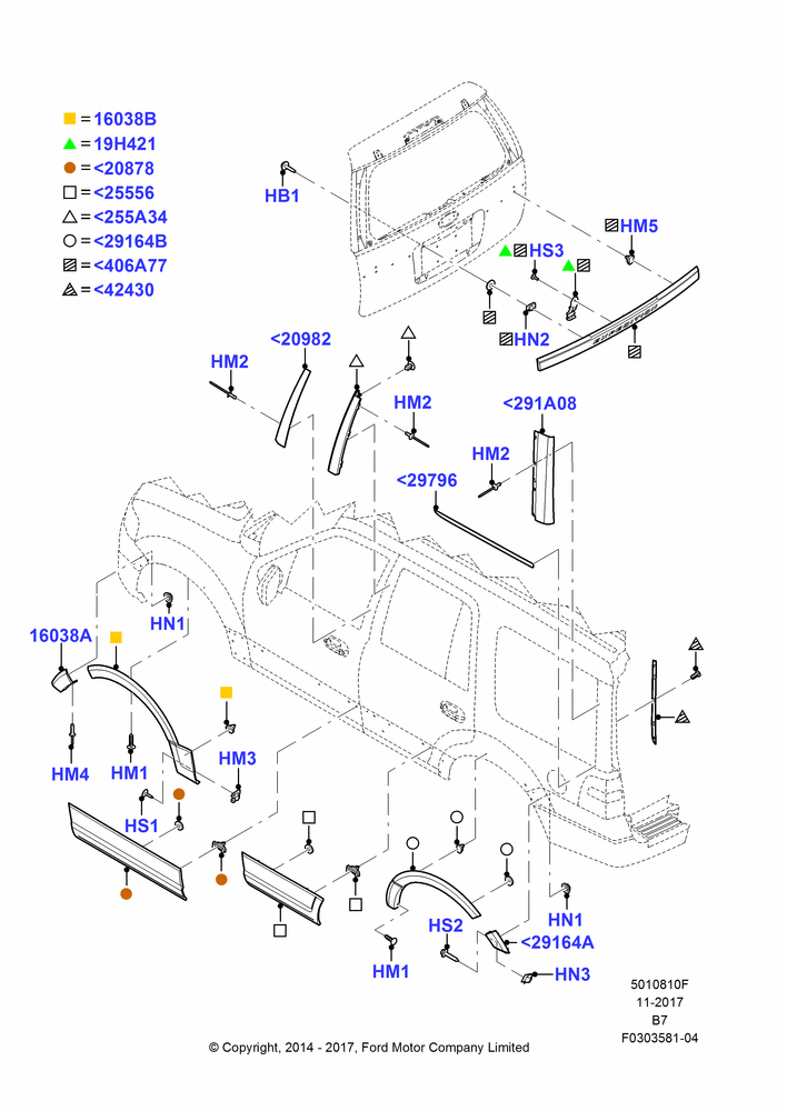 10F - Body Mouldings, With Wheel Lip Moulding; 11/AUG/2014-30/JUN/2017