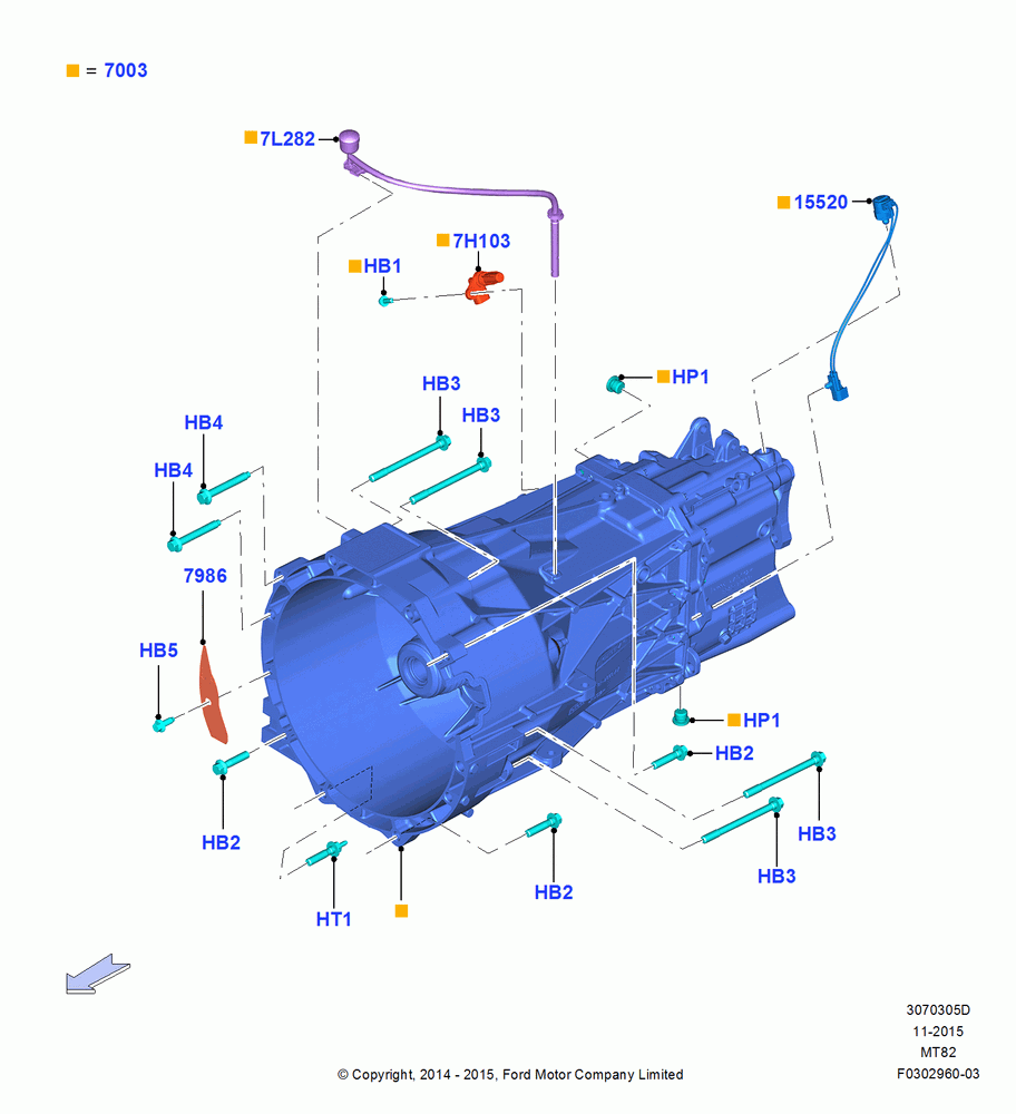 05D - Manual Transmission and Case, 2.3L EcoBoost, 6 Speed Manual Transmission-MT82, 2.0 EcoBlue E, 2.0 EcoBlue F; 18/AUG/2014