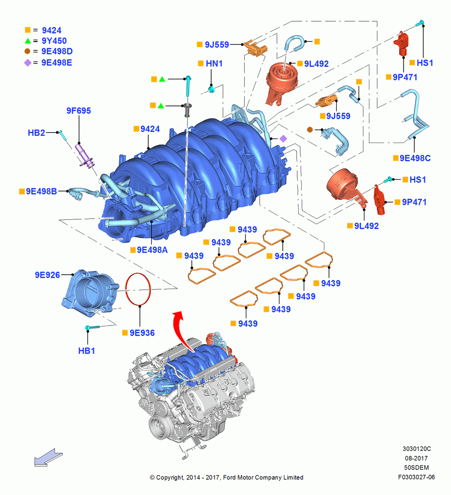 20C - Intake Manifold, MOD 5.0L-4V DOHC SEFI NA; 18/AUG/2014-02/OCT/2017