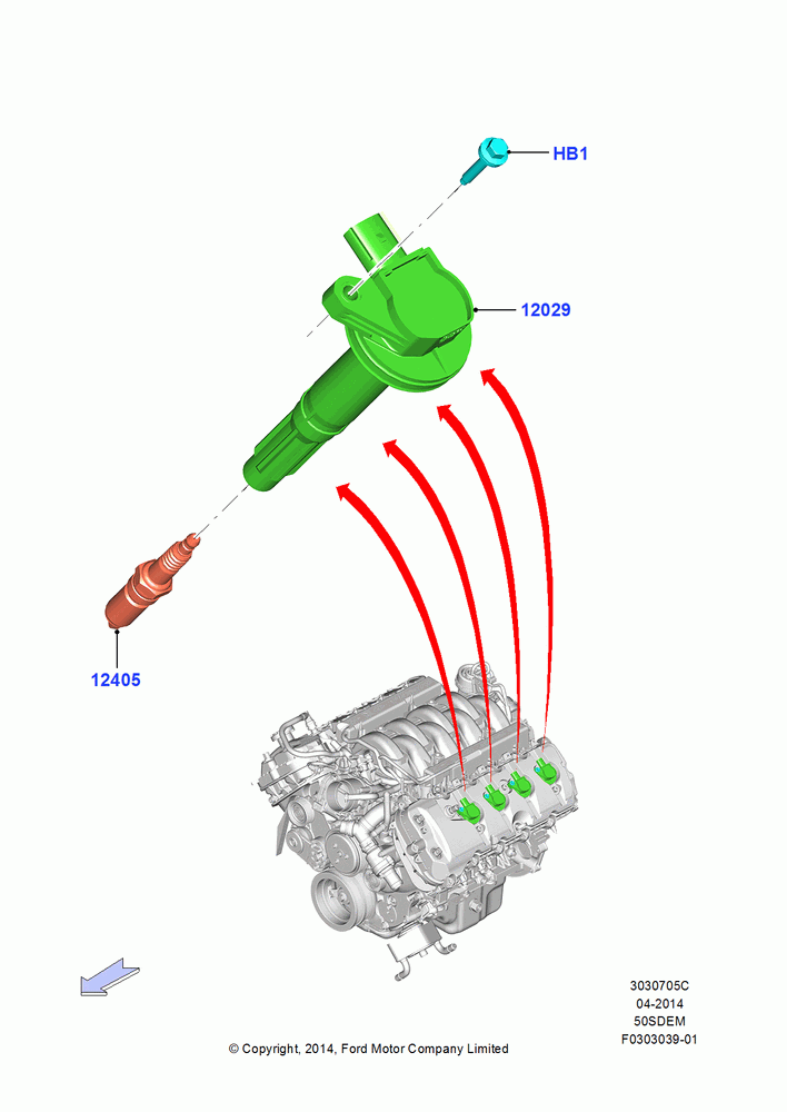 05C - Ignition Coil and Wires/Spark Plugs, MOD 5.0L-4V DOHC SEFI NA; 18/AUG/2014-02/OCT/2017