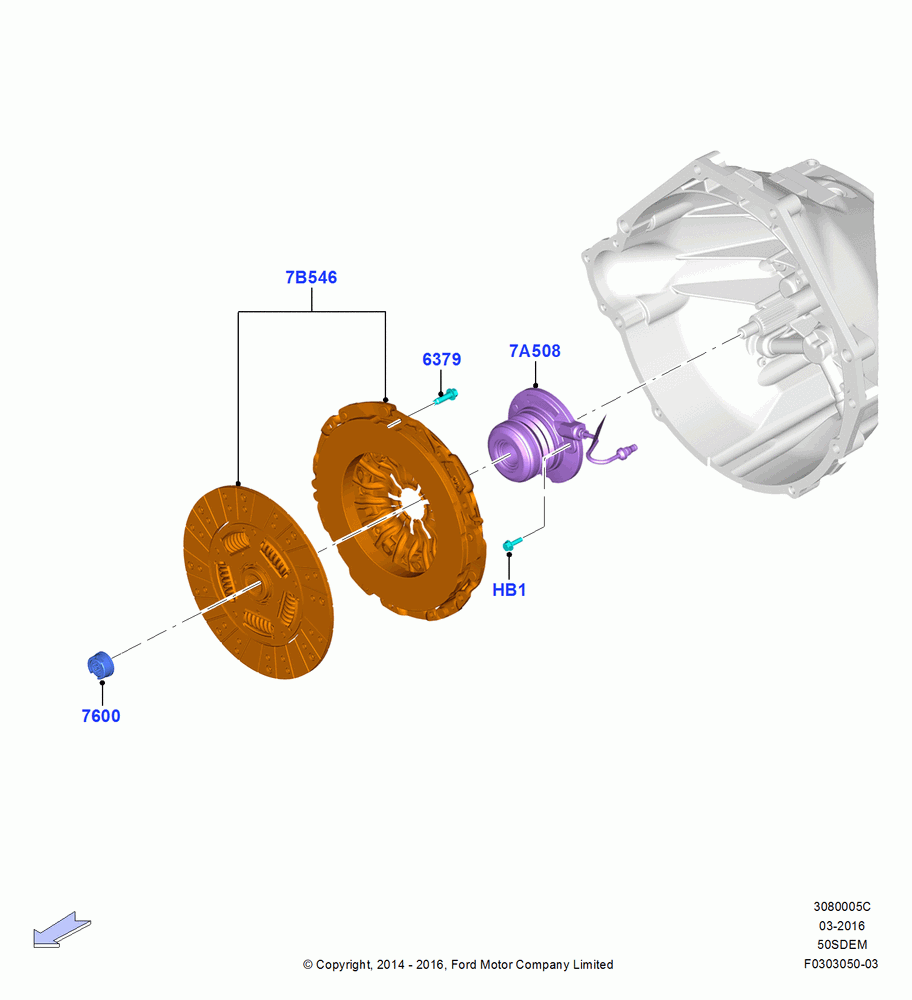 05C - Clutch, Manual Transmission, MOD 5.0L-4V DOHC SEFI NA; 18/AUG/2014-03/AUG/2015