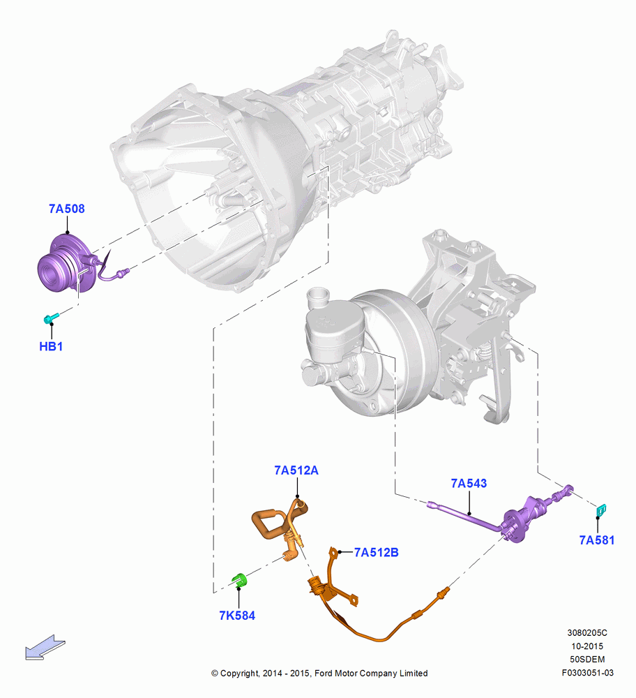 05C - Clutch Master and Slave Cylinders, 5.0L V8 32V DOHC EFI Modular, LHD RWD, Manual Transmission, MOD 5.0L-4V DOHC SEFI NA; 18/AUG/2014