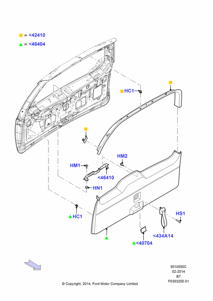 50C - Back Door/Tailgate Trim Panels; 11/AUG/2014-30/JUN/2017