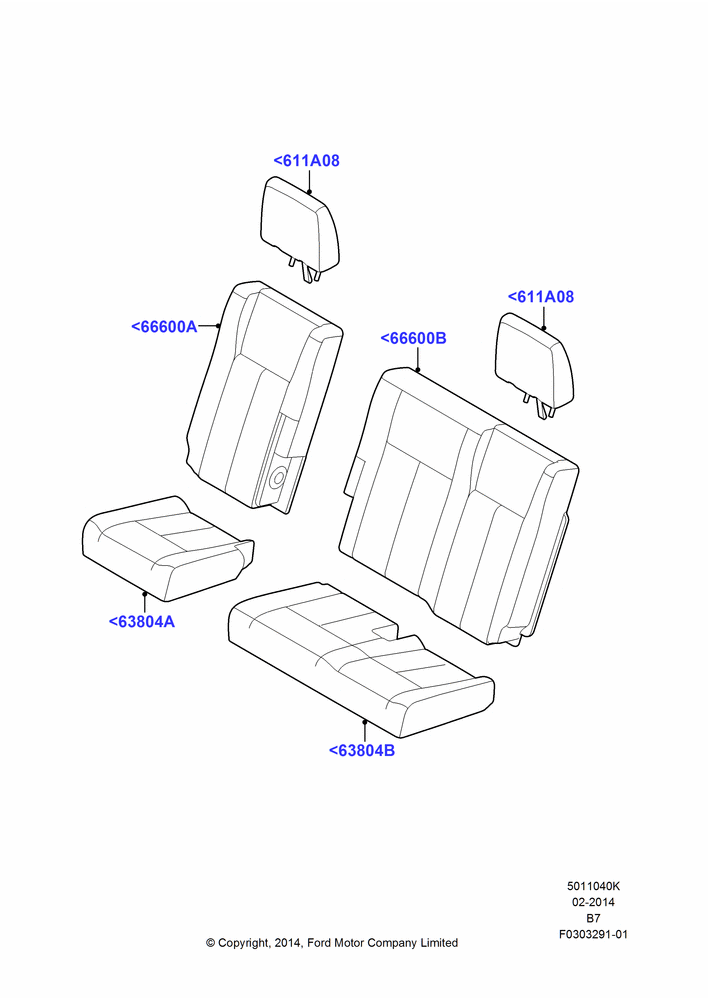 40K - Rear Seat Covers, With 3rd Row Bench Seat, With Third Row Power Folding Seat; 11/AUG/2014-30/JUN/2017