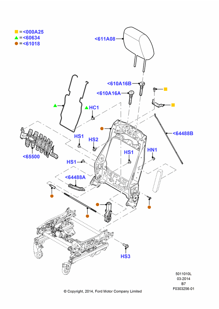 10L - Front Seat Back, With Driver 10 Way Pwr Seat Adjust; 11/AUG/2014-30/JUN/2017