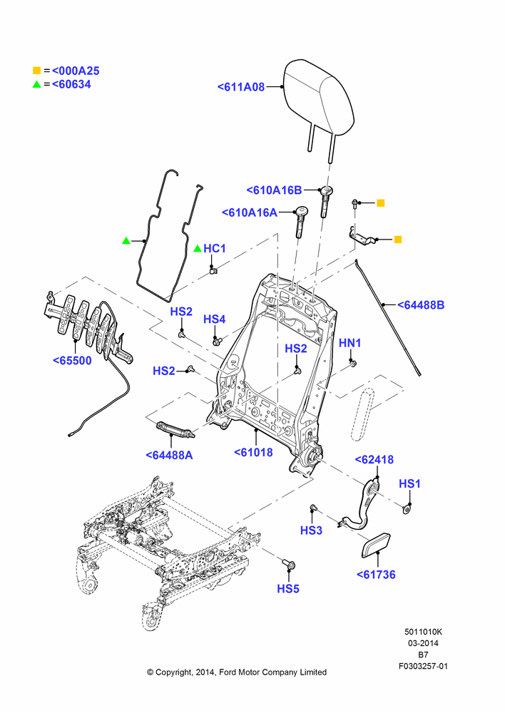 10K - Front Seat Back, With Driver 6 Way Pwr.Seat Adjuster; 11/AUG/2014-30/JUN/2017