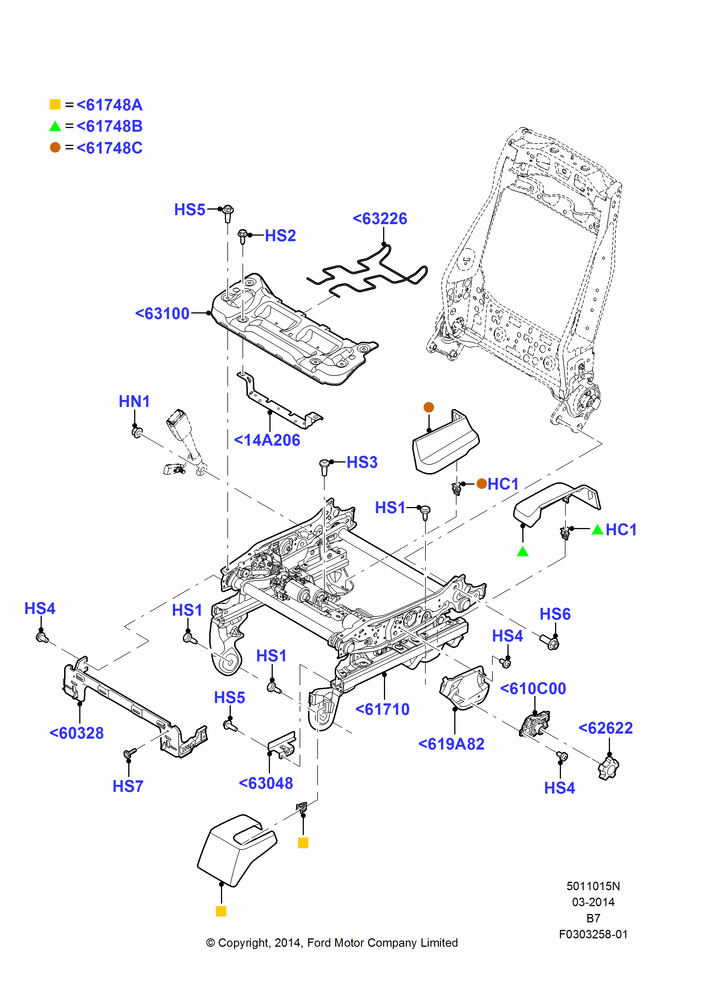 15N - Front Seat Base, With Driver 6 Way Pwr.Seat Adjuster, With Drivers Manual Lumbar Support; 11/AUG/2014-30/JUN/2017