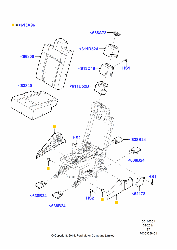 35J - Rear Seat Pads/Valances & Heating, SECOND ROW 40-20-40 SEATS, 20% Seat; 11/AUG/2014-30/JUN/2017