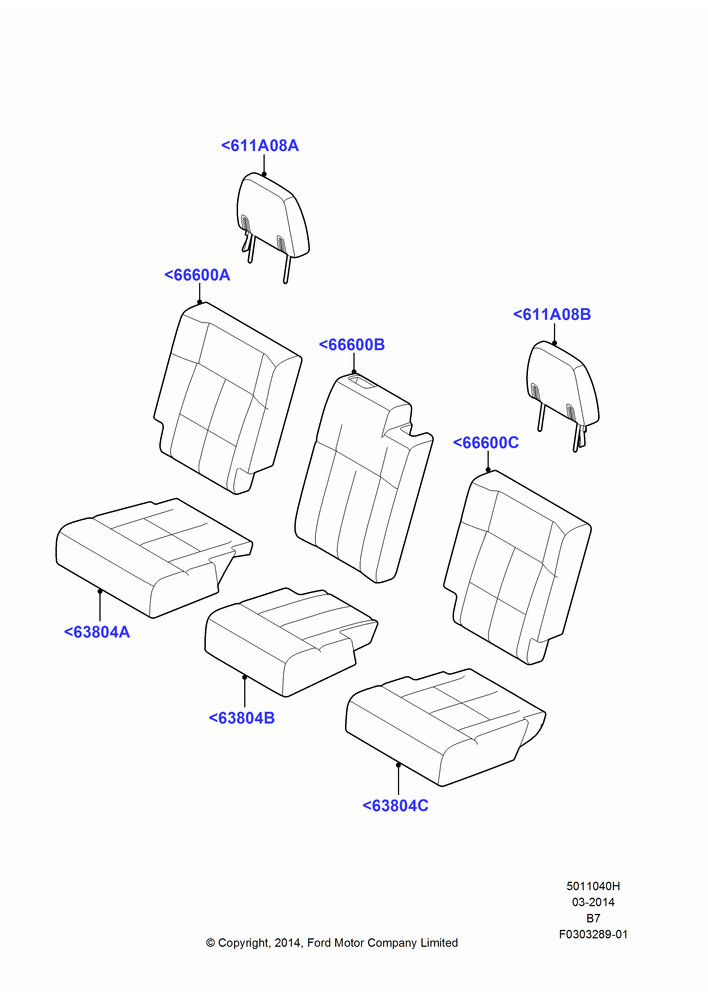 40H - Rear Seat Covers, SECOND ROW 40-20-40 SEATS; 11/AUG/2014-30/JUN/2017