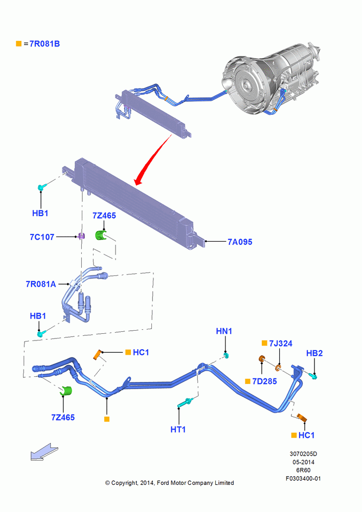 05D - Transmission Cooling Systems, 3.7L 4V PFI V6 NA Gas, 6 Speed Automatic Trans (6R80); 18/AUG/2014-05/SEP/2017
