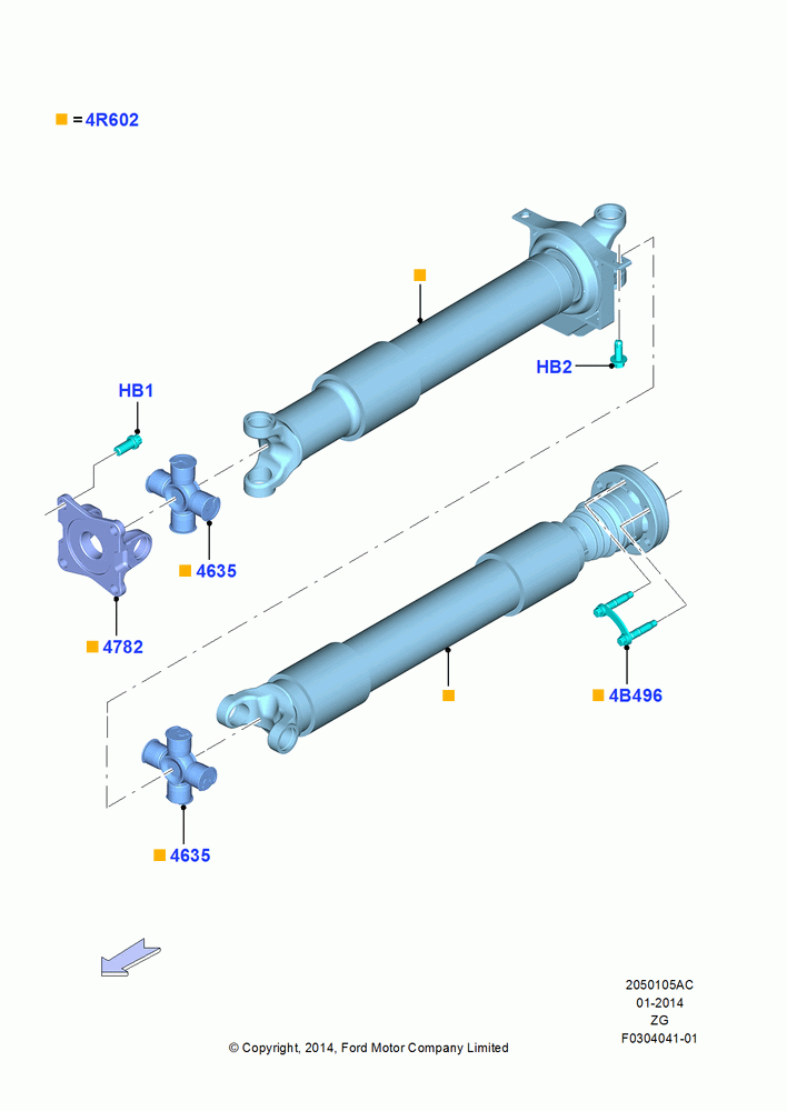 Drive Shaft - Rear Axle Drive, 6 Speed Automatic Trans (6R80), MOD 5.0L-4V DOHC SEFI NA, North American Markets