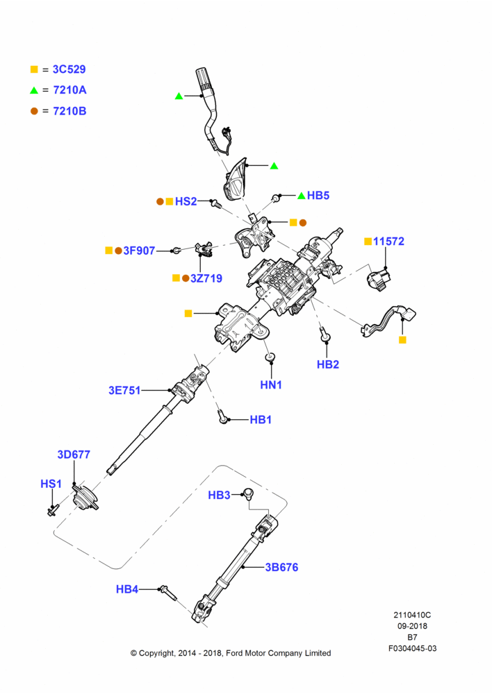 10C - Steering Column And Gear Shift, With Man Rake/Col Shift Strg Column; 11/AUG/2014-30/JUN/2017