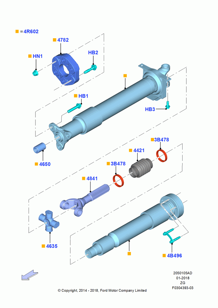 Drive Shaft - Rear Axle Drive, 3.7L 4V PFI V6 NA Gas, 6 Speed Manual Transmission-MT82, North American Markets