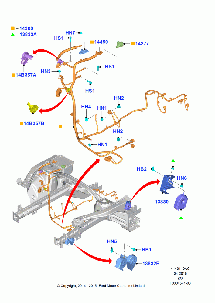 10AC - Battery Cables and Horn, MOD 5.0L-4V DOHC SEFI NA, North American Markets; 18/AUG/2014-02/OCT/2017