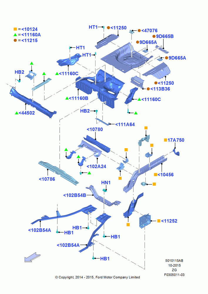 15AB - Floor Pan - Center and Rear, Convertible; 29/SEP/2014