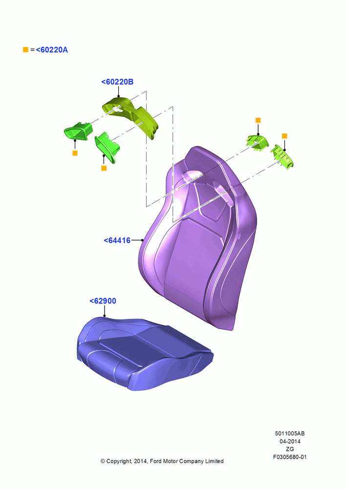 05AB - Front Seat Covers, Base, GT, With Recaro Front Seat, North American Markets, GT Version - Feature Car; 18/AUG/2014