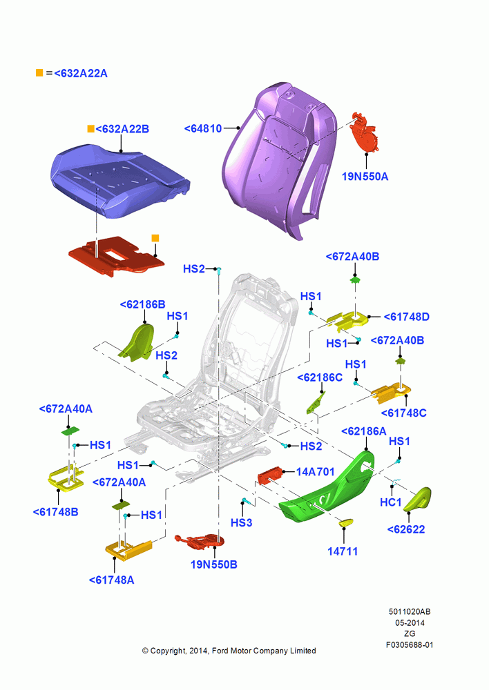 20AB - Front Seat Pads/Valances & Heating, Sports Front Seat, With Drivers Heated And Cooled Seat, With Pass Heated And Cooled Seat, North American Markets; 18/AUG/2014