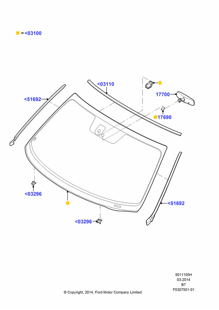 05H - Windshield/Inside Rear View Mirror; 11/AUG/2014-30/JUN/2017