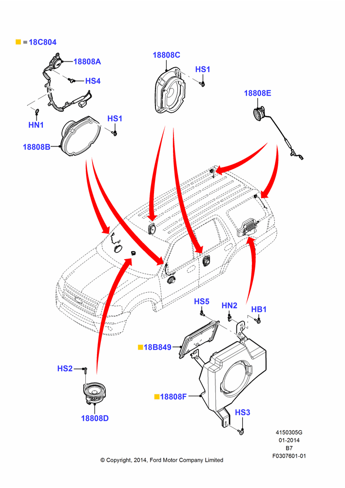 05G - Speakers, Mid Audio + CD + SDARS + HD, ICE-CD; 11/AUG/2014-30/JUN/2017