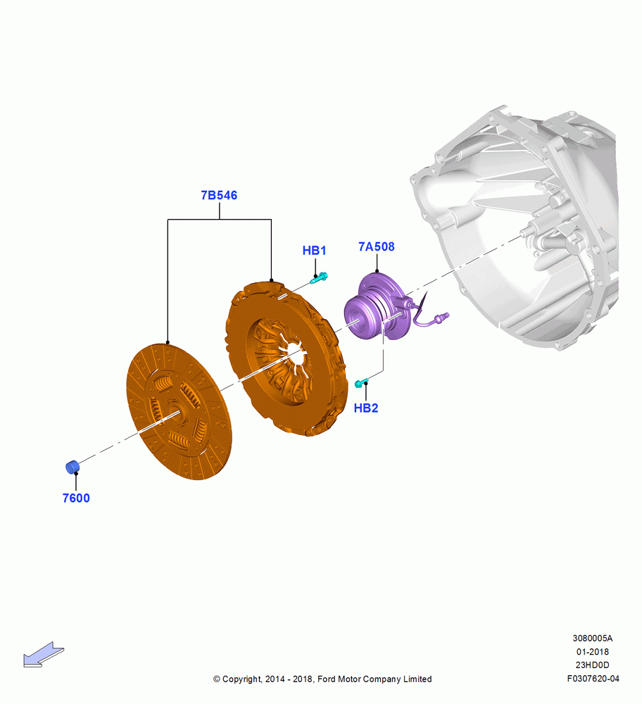 05A - Clutch, 2.3L EcoBoost, Manual Transmission; 18/AUG/2014-03/AUG/2015