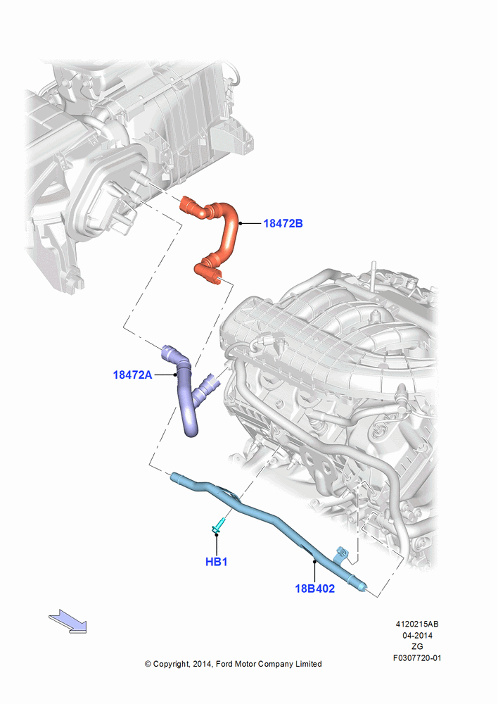 15AB - Heater Hoses, 3.7L 4V PFI V6 NA Gas, North American Markets; 18/AUG/2014