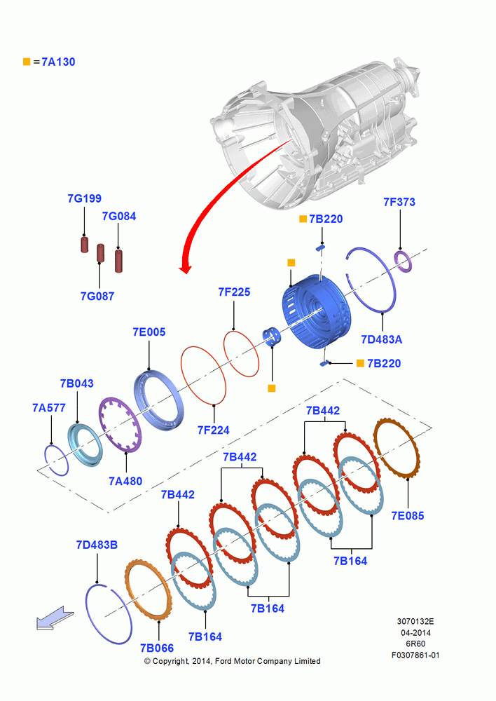 32E - Intermediate Clutch and Components, 6 Speed Automatic Trans (6R80), MOD 5.0L-4V DOHC SEFI NA; 18/AUG/2014-05/SEP/2017