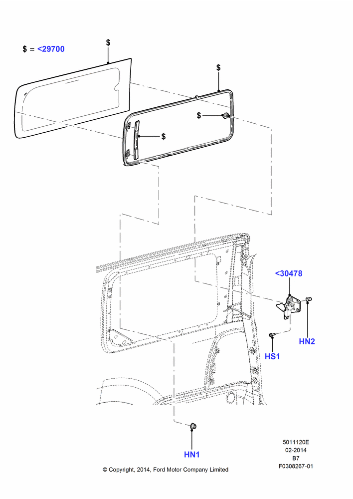 20E - Side Windows, With Electric Rear Quarter Window; 11/AUG/2014-30/JUN/2017